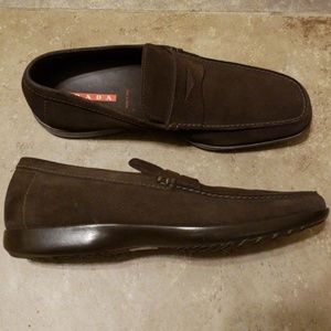Prada Men's Dark Brown Suede Loafers